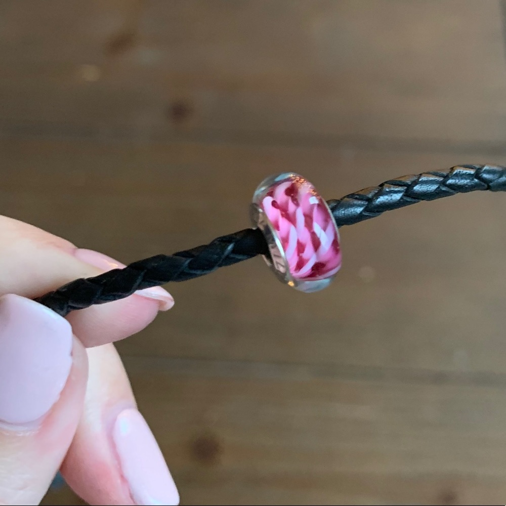 CHAMILIA Pink Murano Glass Charm - Silver